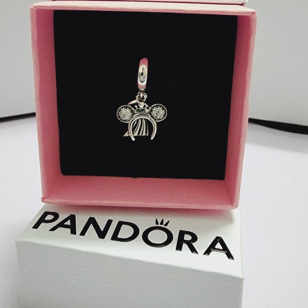2023 Disney Parks Pandora Minnie Mouse Bride Headband Dangle Charm